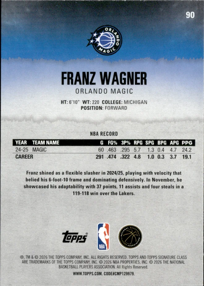 Franz Wagner card back