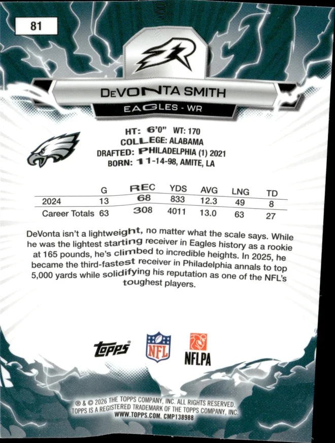 DeVonta Smith card back
