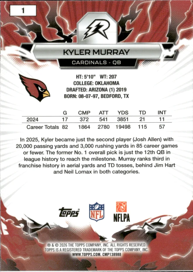 Kyler Murray card back