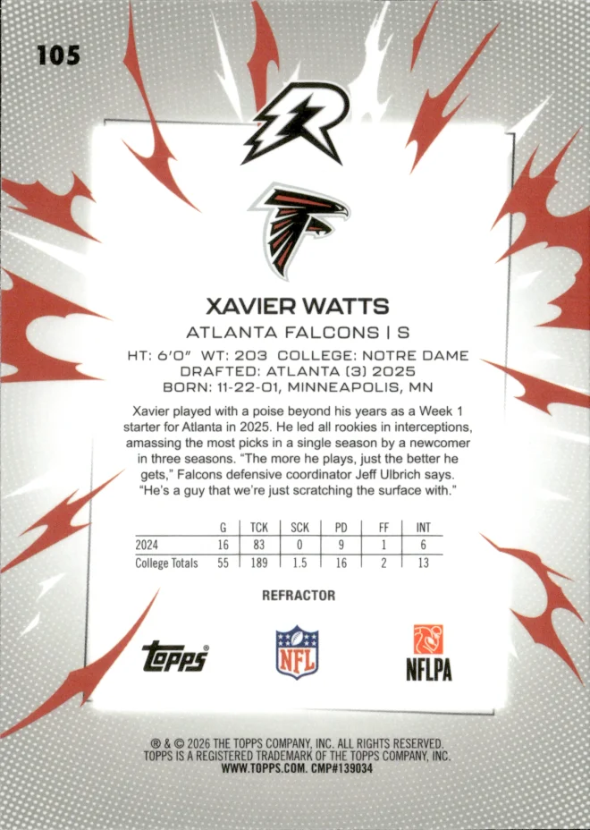 Xavier Watts card back