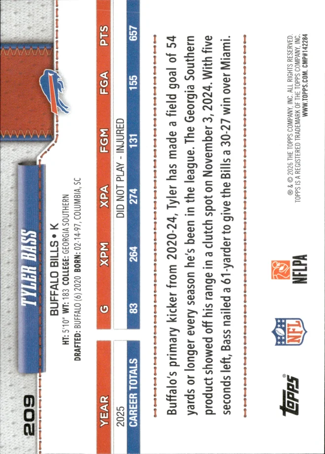 Tyler Bass card back
