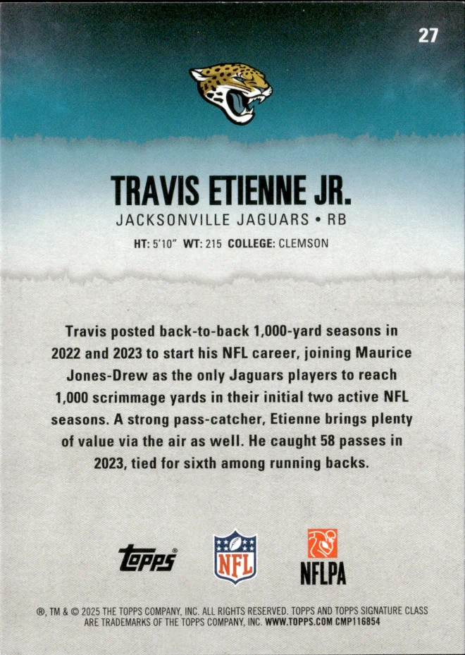 Travis Etienne Jr. card back