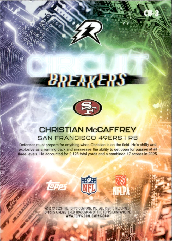Christian McCaffrey card back