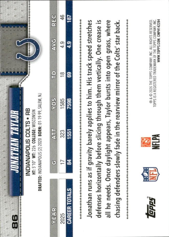 Jonathan Taylor card back