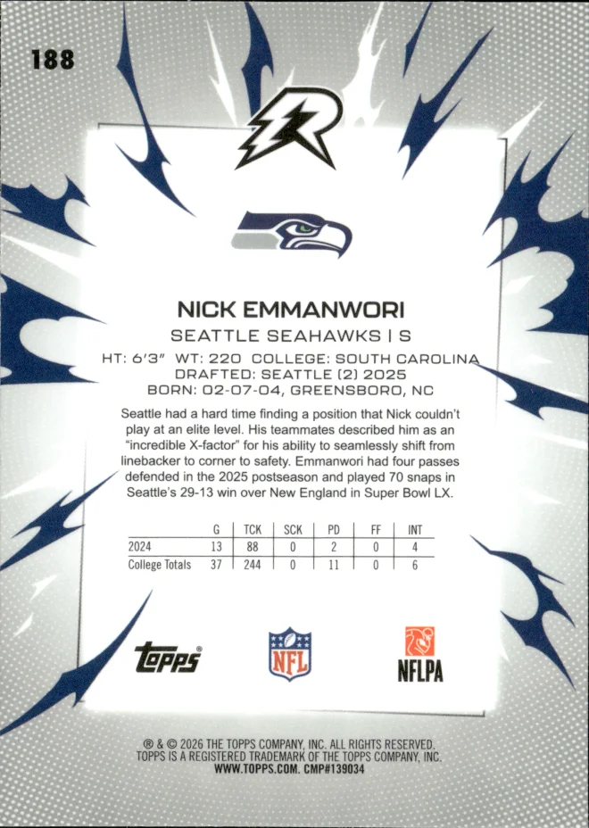 Nick Emmanwori card back