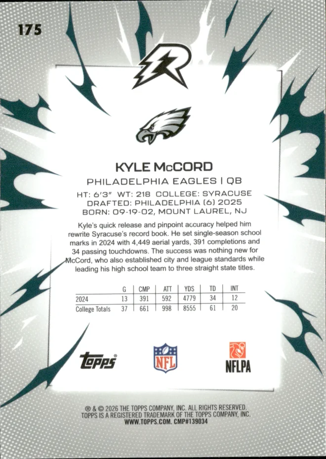 Kyle McCord card back