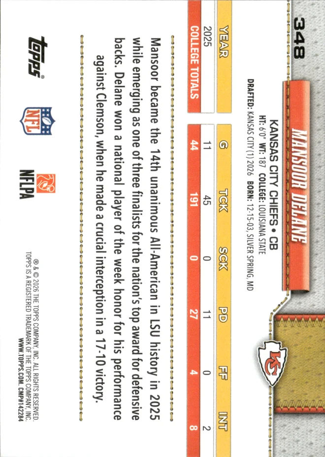 Mansoor Delane card back