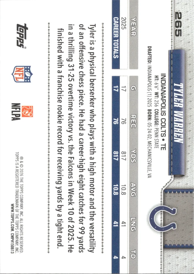 Tyler Warren card back