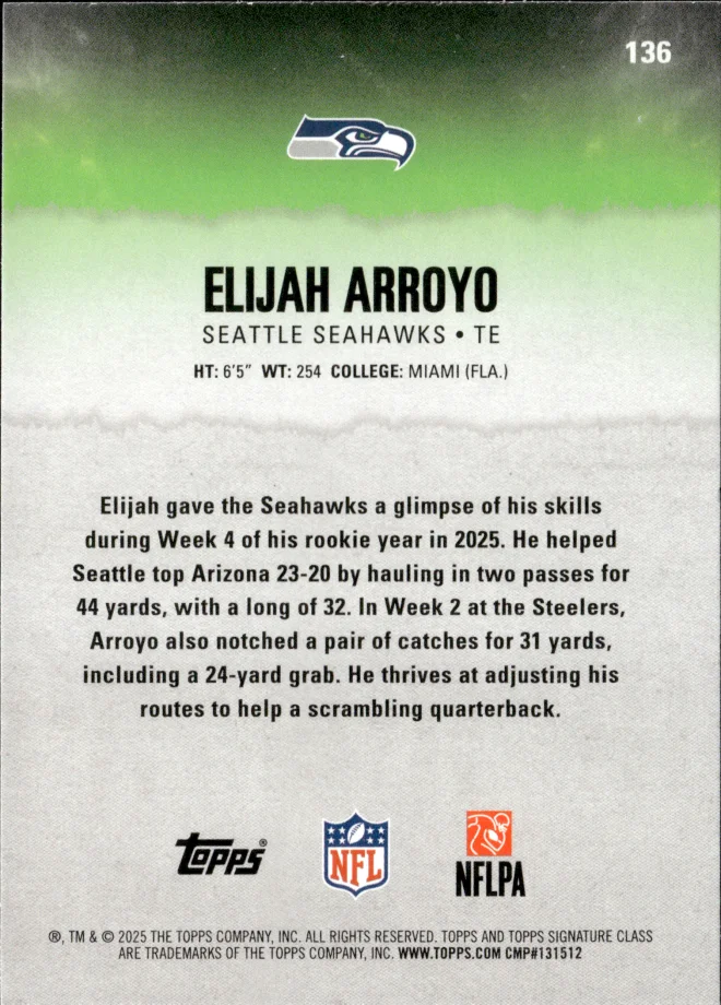 Elijah Arroyo card back