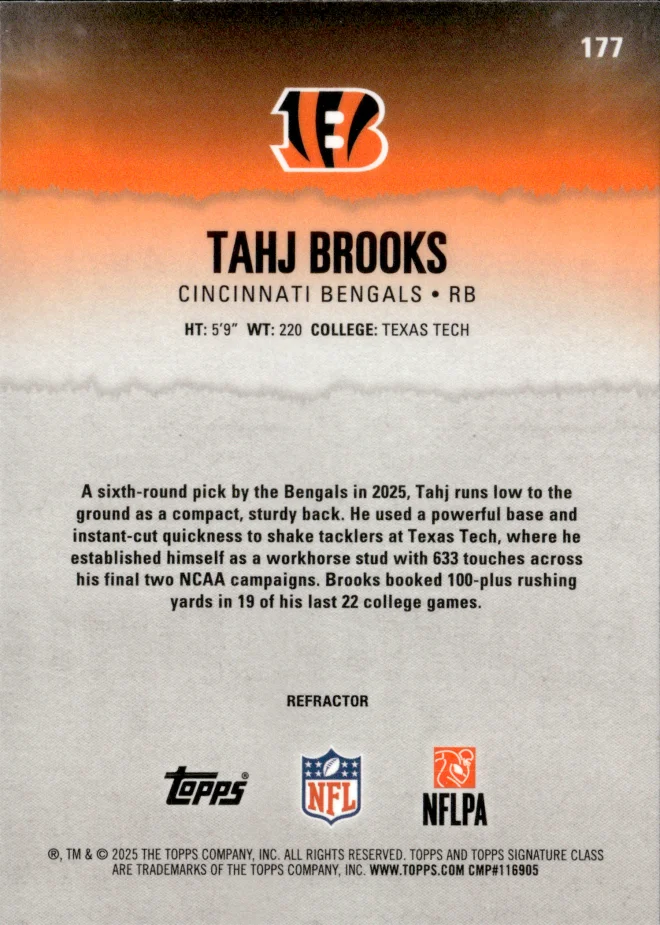 Tahj Brooks card back