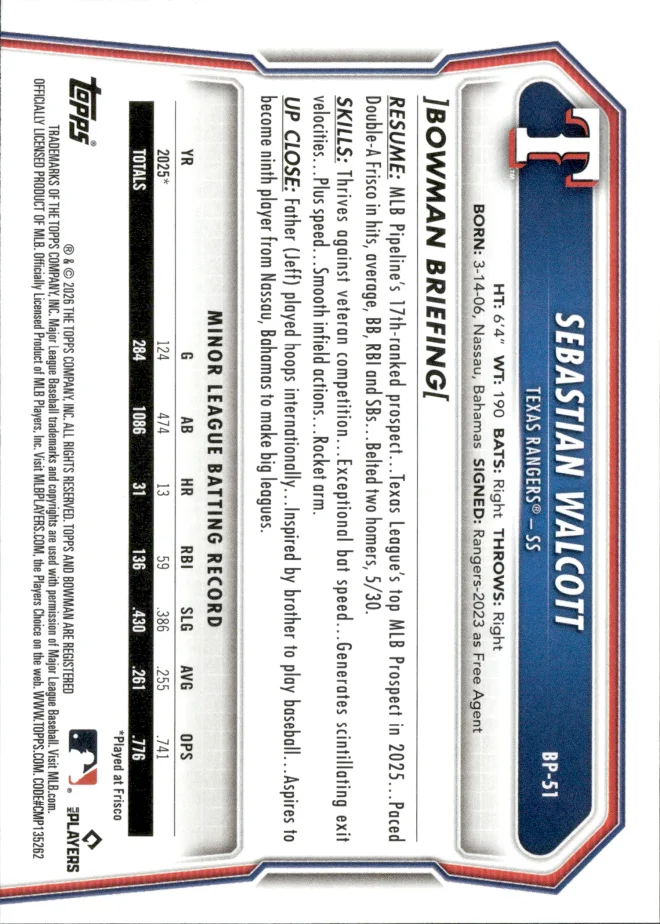 Sebastian Walcott card back