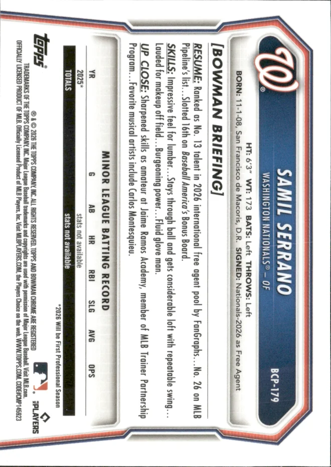 Samil Serrano card back
