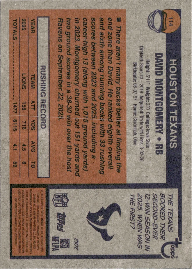 David Montgomery card back