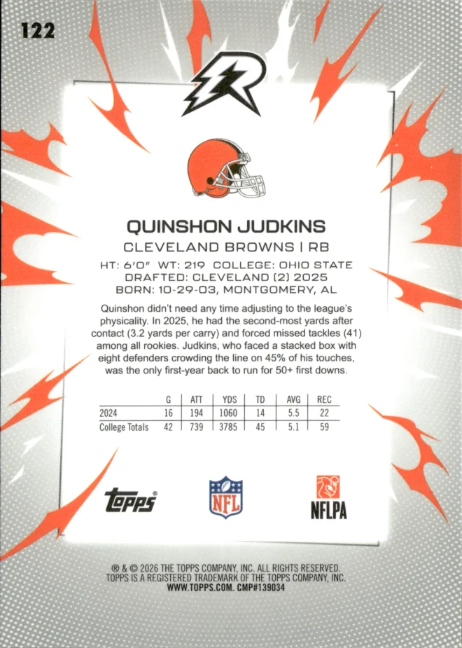 Quinshon Judkins card back