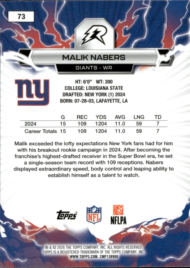 Malik Nabers card back