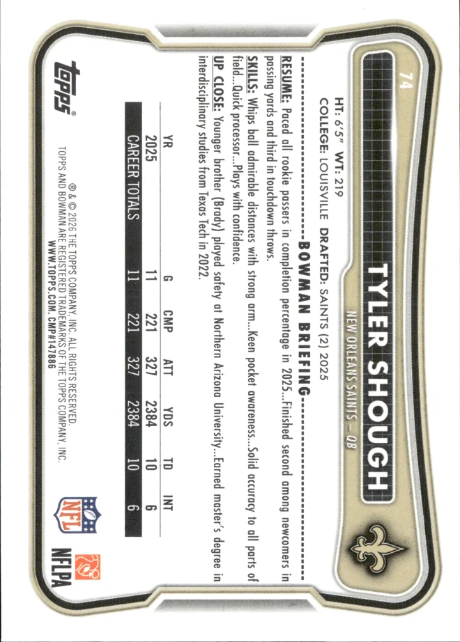 Tyler Shough card back
