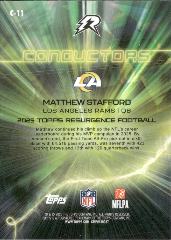 Matthew Stafford card back