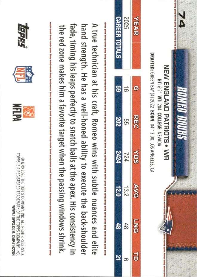 Romeo Doubs card back