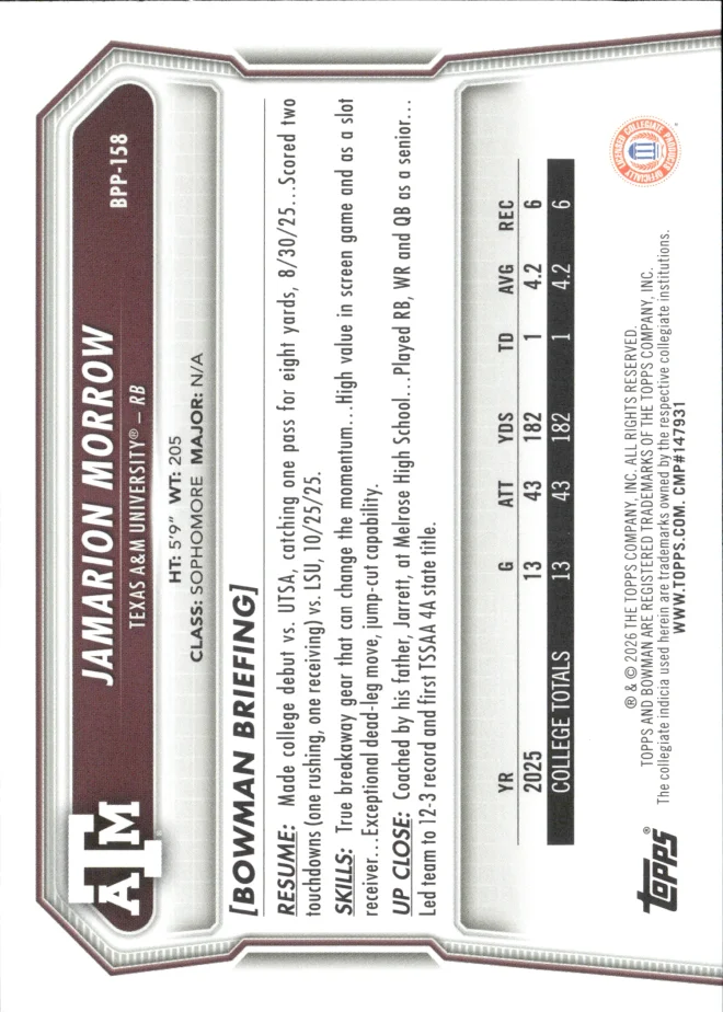 Jamarion Morrow card back
