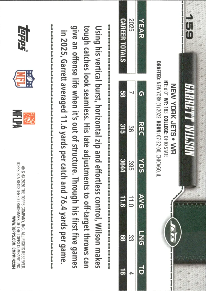 Garrett Wilson card back