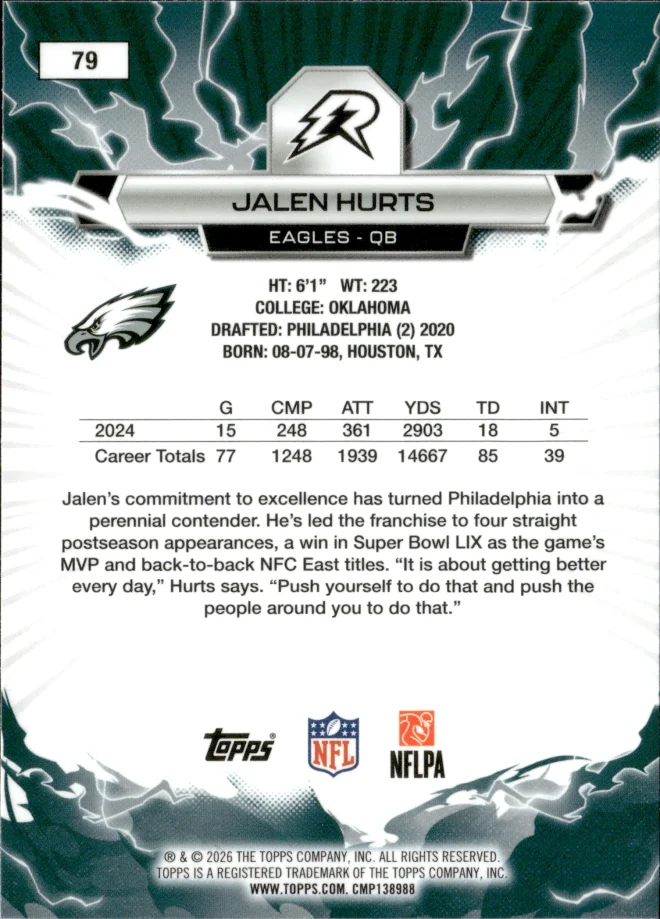Jalen Hurts card back