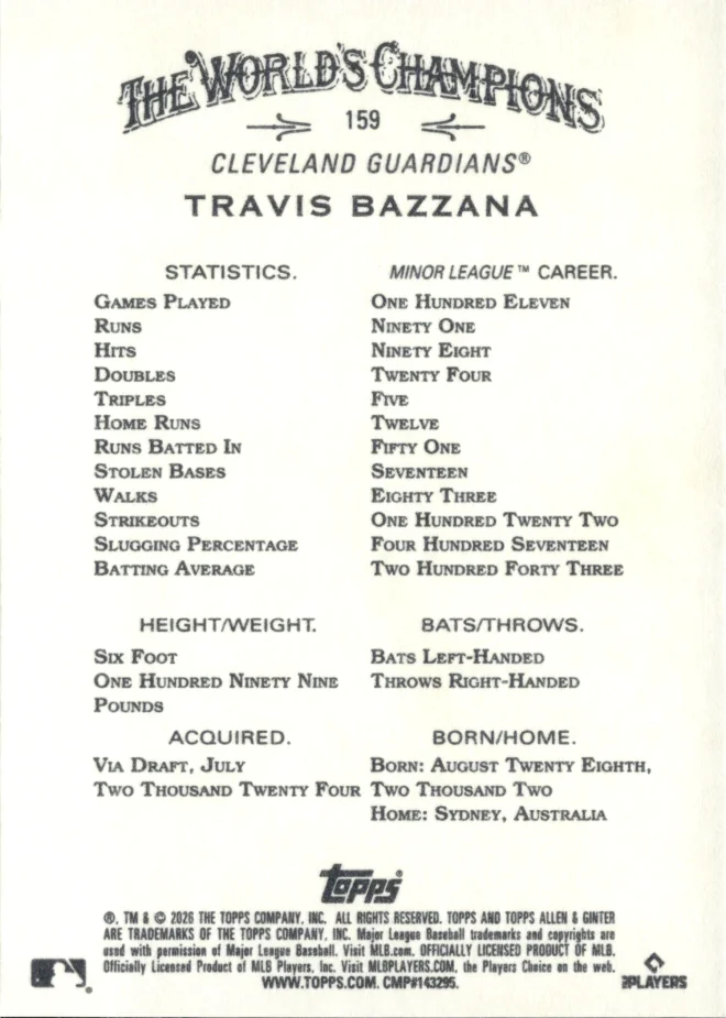 Travis Bazzana card back