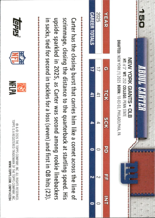 Abdul Carter card back