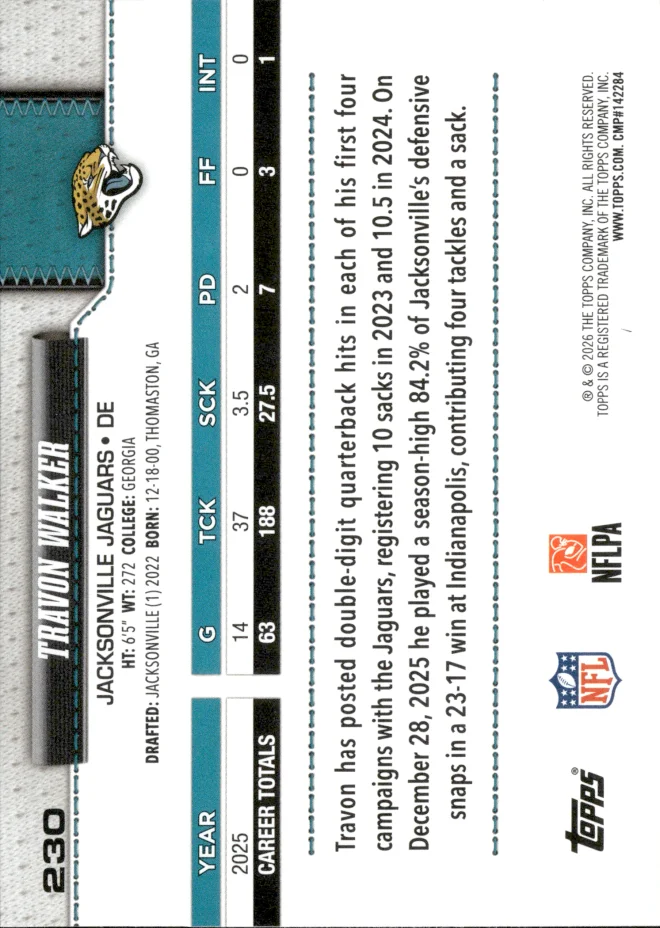 Travon Walker card back