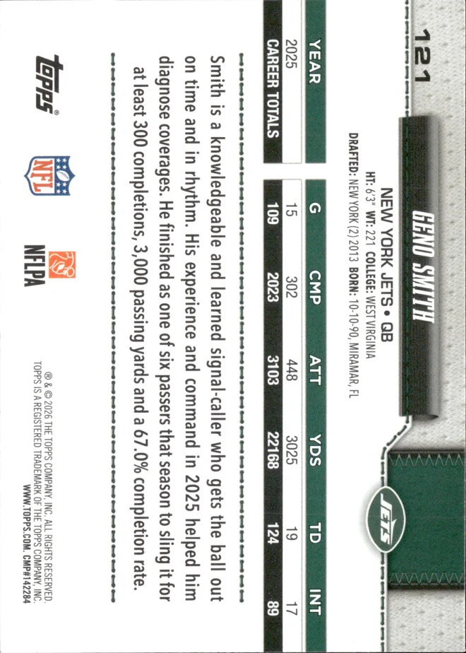 Geno Smith card back
