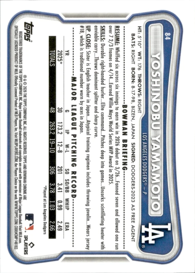Yoshinobu Yamamoto card back