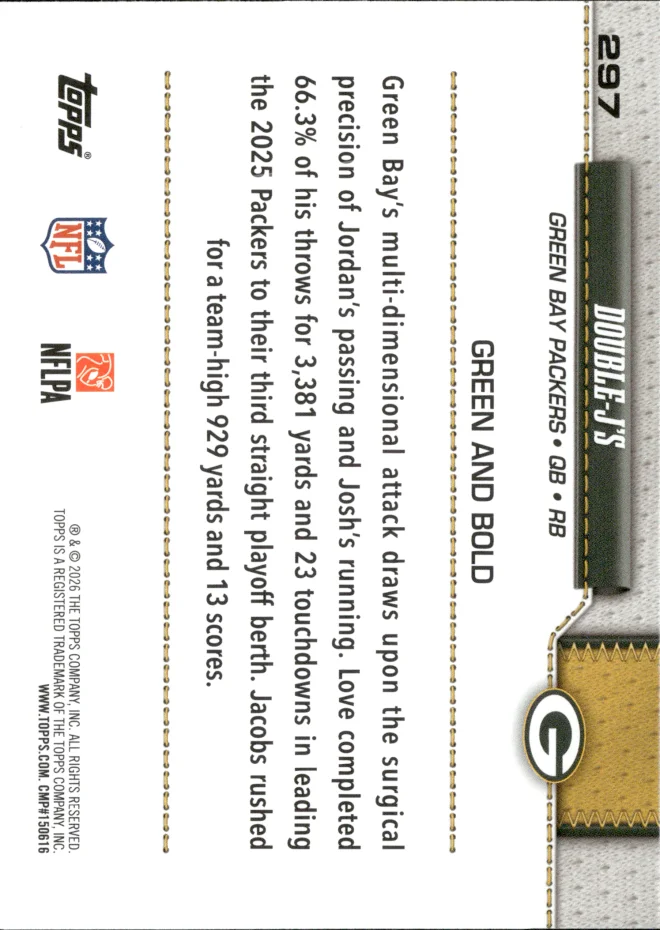 Jordan Love / Josh Jacobs card back