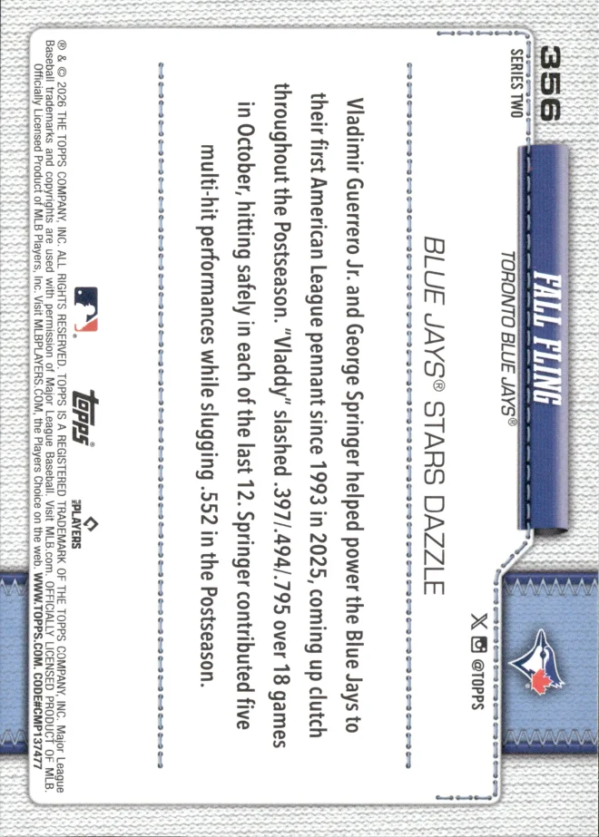 Vladimir Guerrero Jr. / George Springer card back