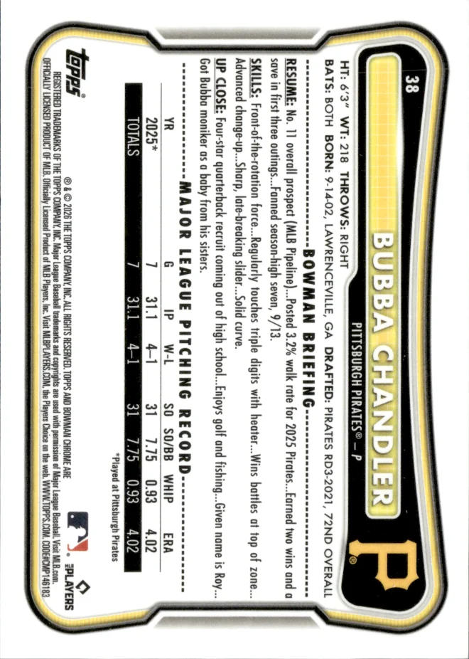 Bubba Chandler card back