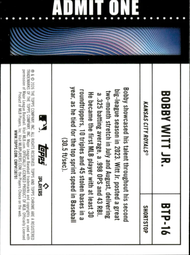 Bobby Witt Jr. card back