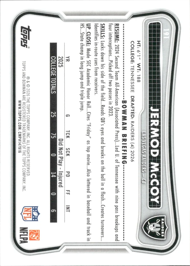 Jermod McCoy card back