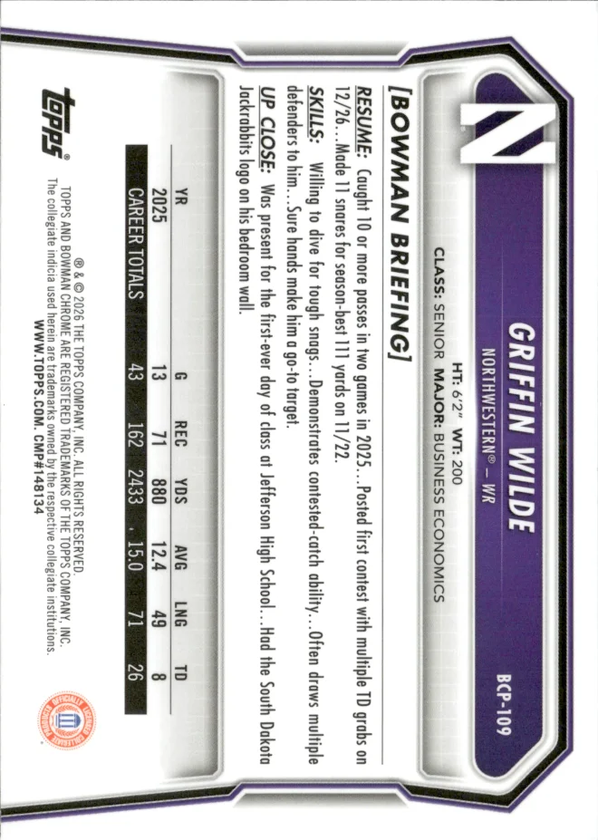 Griffin Wilde card back