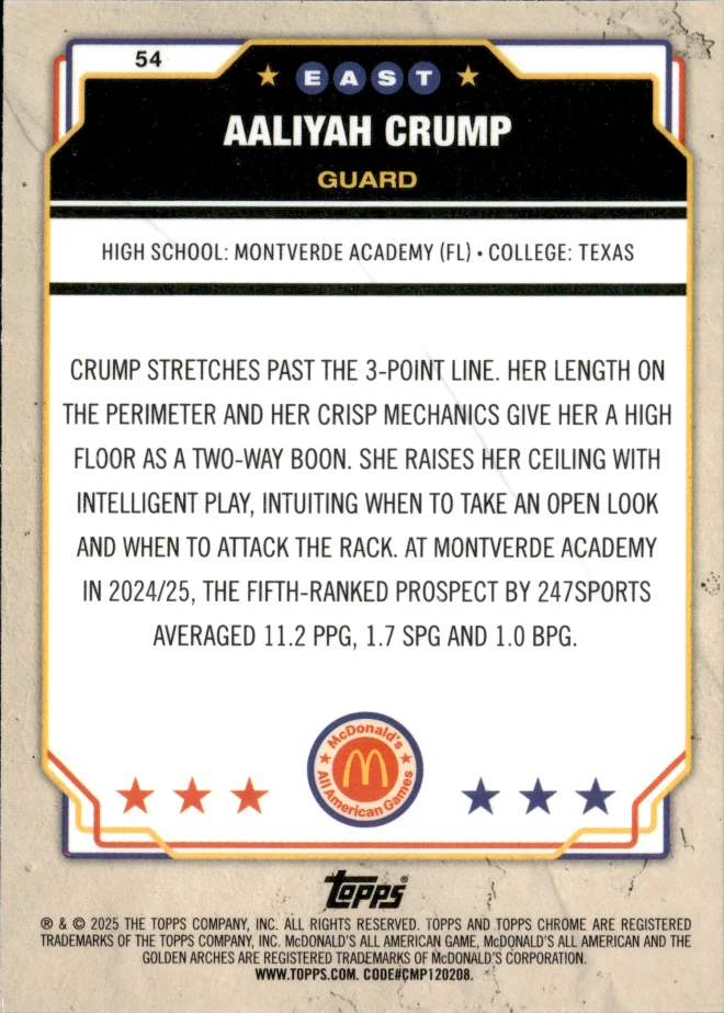 Aaliyah Crump card back