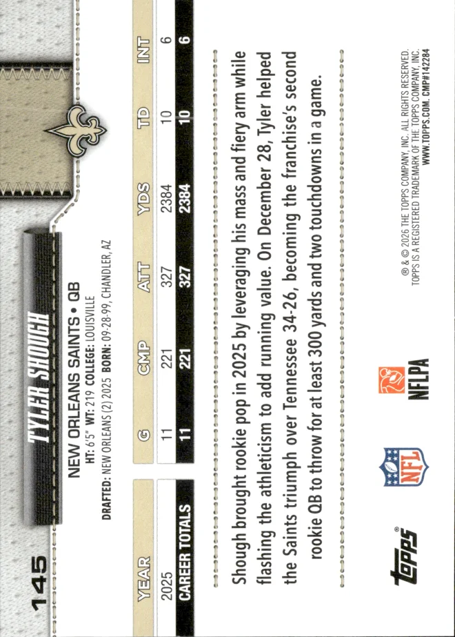 Tyler Shough card back