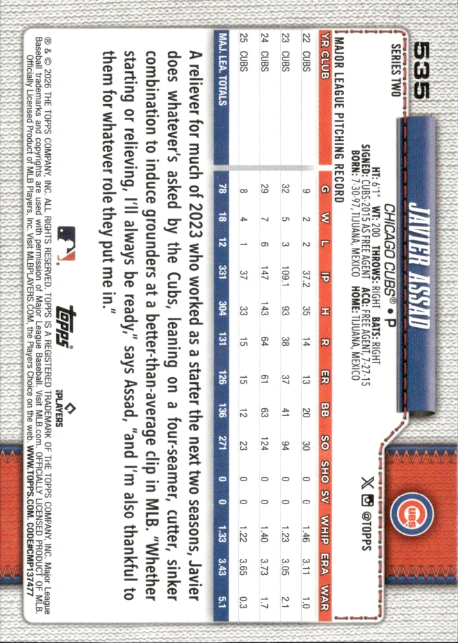 Javier Assad card back
