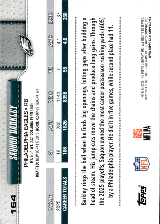 Saquon Barkley card back