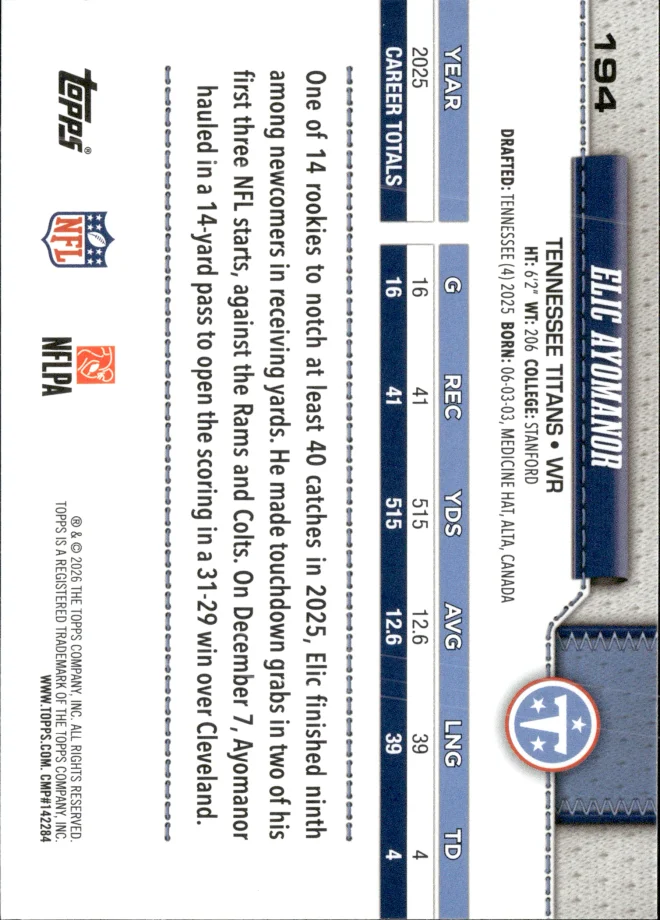Elic Ayomanor card back