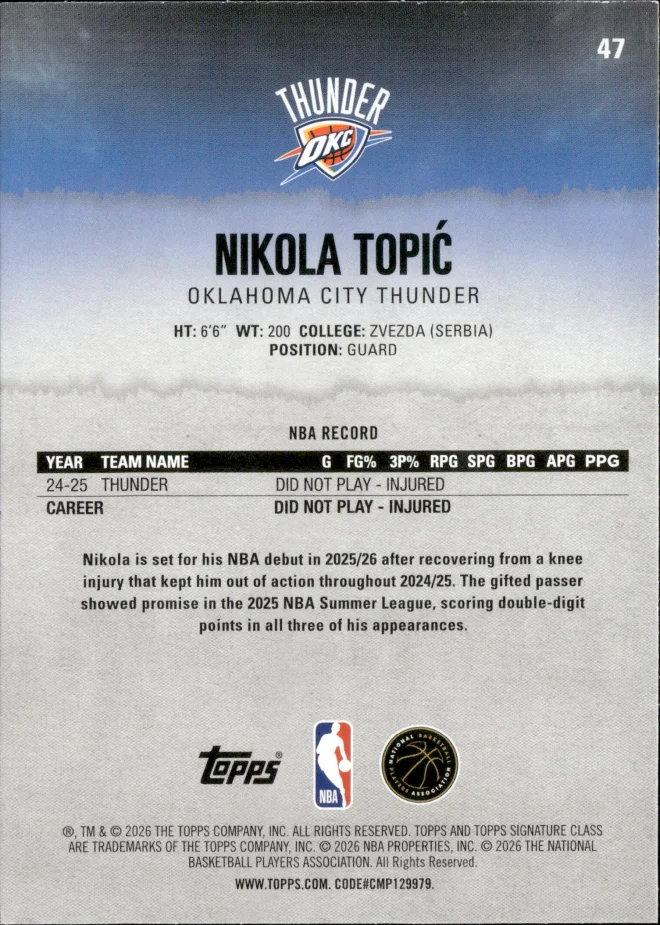 Nikola Topić card back