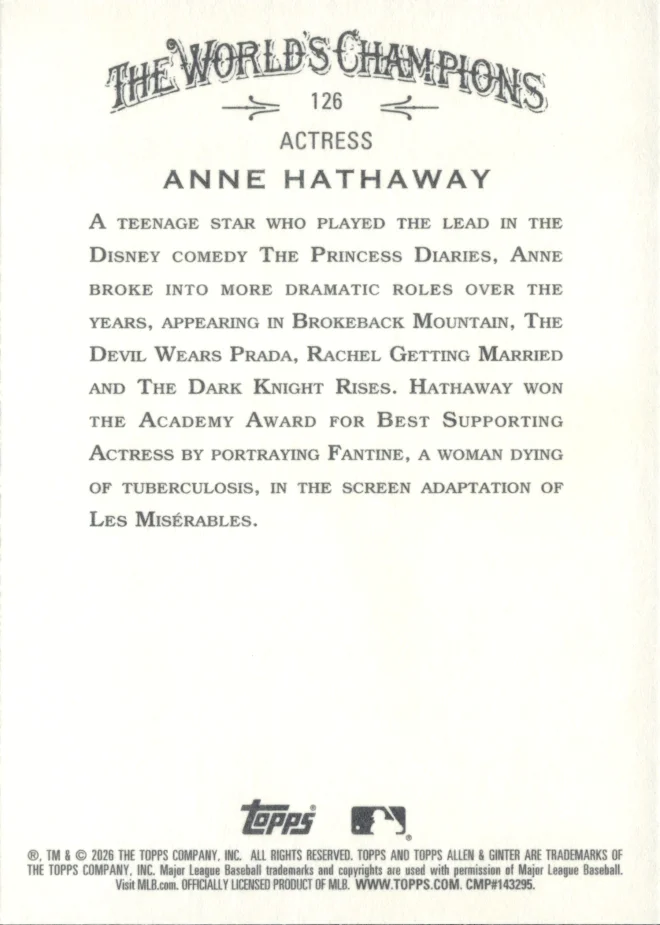 Anne Hathaway card back