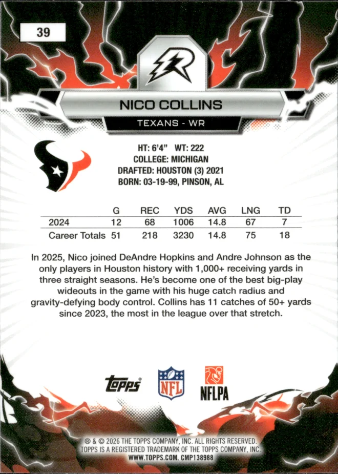 Nico Collins card back