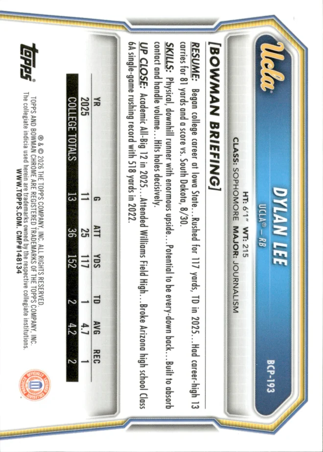 Dylan Lee card back