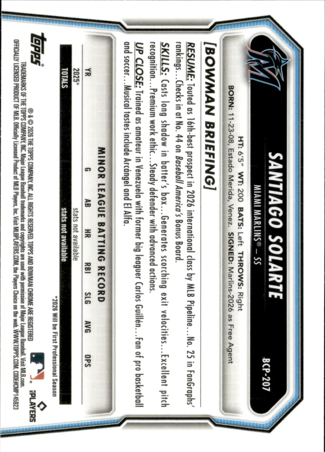 Santiago Solarte card back