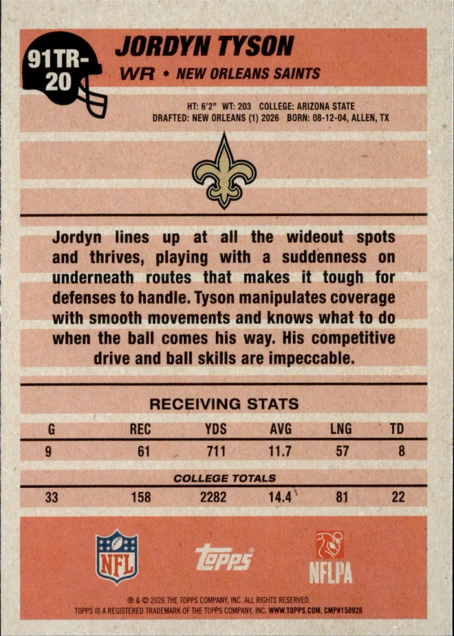 Jordyn Tyson card back
