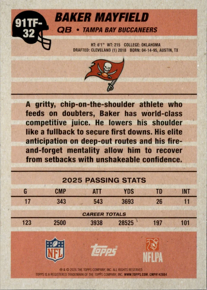 Baker Mayfield card back