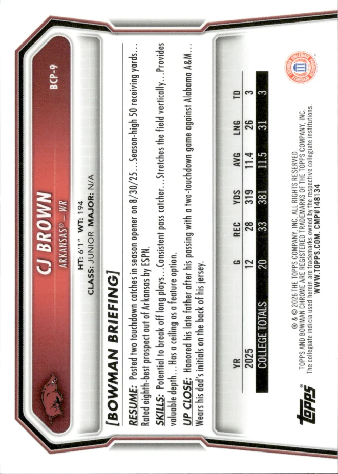 CJ Brown card back