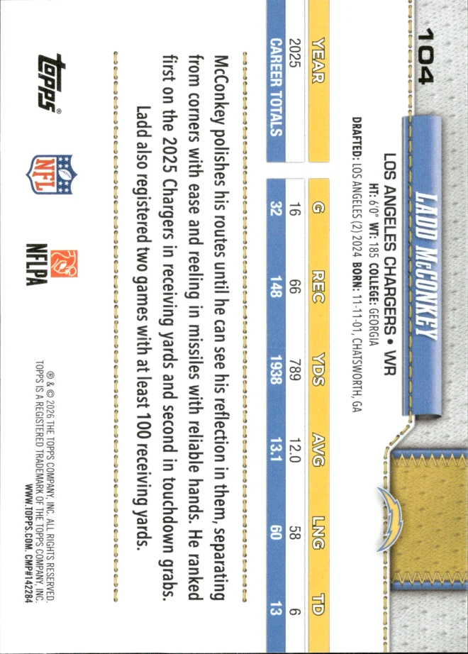 Ladd McConkey card back
